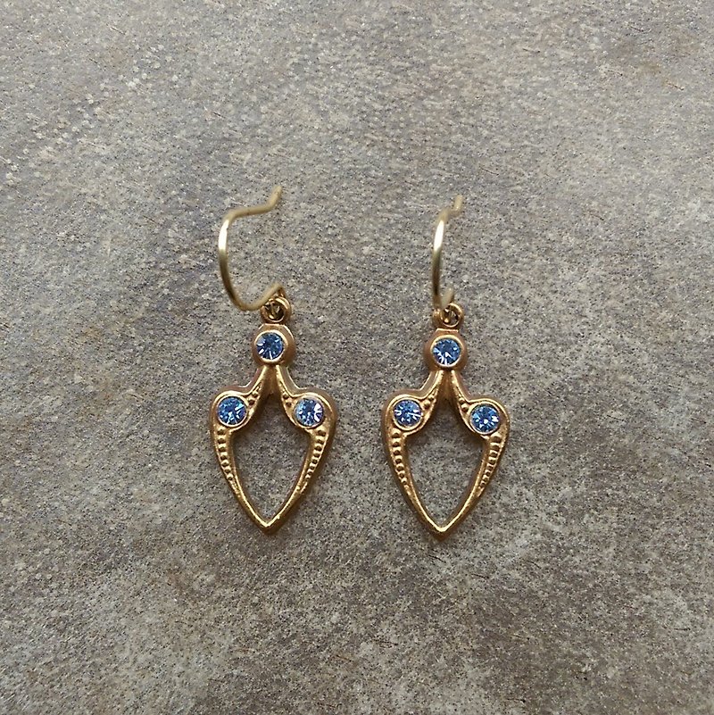 Blue Rhinestones Brass Earrings - Earrings & Clip-ons - Gemstone 