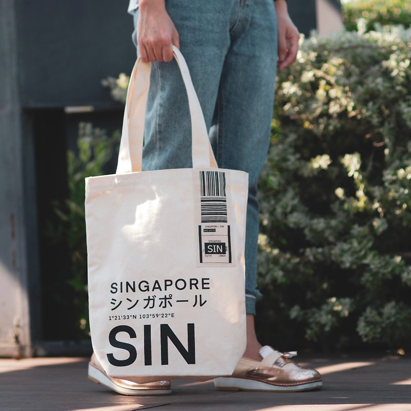 SIN SINGAPORE - Canvas Tote Bag - Airport Edition - 其他 - 其他材質 白色