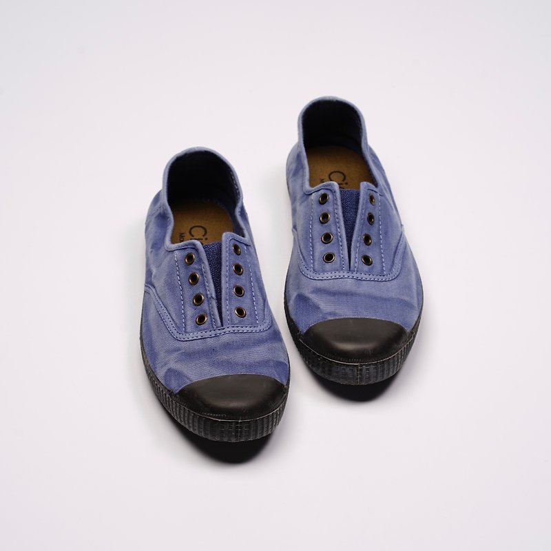 西班牙帆布鞋 CIENTA U70777 90 牛仔藍 黑底 洗舊布料 大人 - 女款休閒鞋 - 棉．麻 藍色