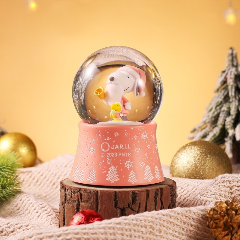 Snoopy Happy Holidays (Light Color) Crystal Ball Music Box - ของวางตกแต่ง - แก้ว 