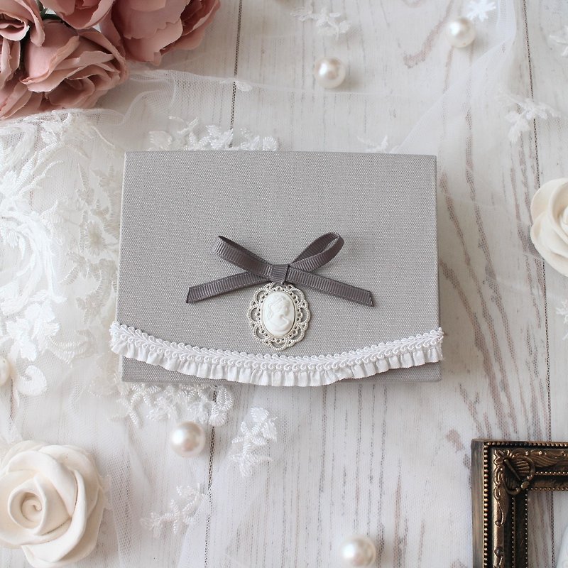 French Chic Cameo Motif Frill Ribbon Pocket Tissue Box Pocket Tissue Cover Made-to-Order - Other - Cotton & Hemp Gray