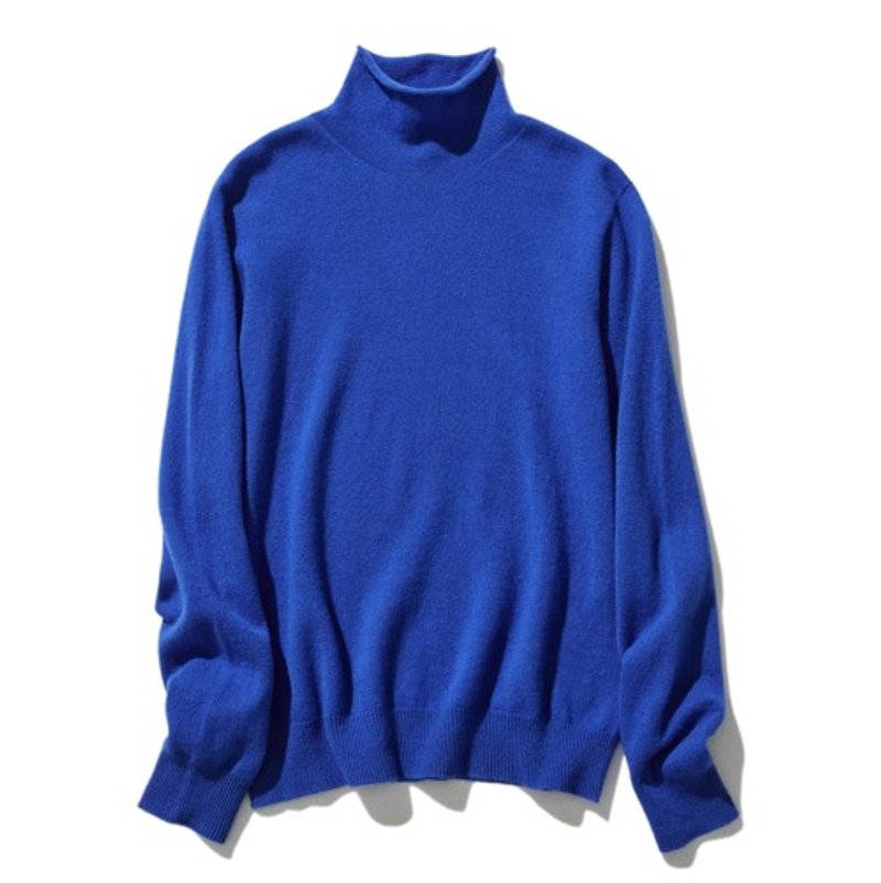 New color for 2023. High quality because it touches your bare skin. 100% wool knit, seam lace construction, high neck, lapis lazuli color 221004-10 - Women's Tops - Wool 