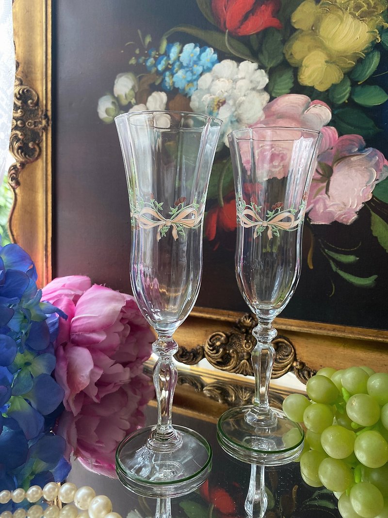 フランス 手作り クリスタル彫り 弓 赤白 ワイングラス ジュースグラス デザートグラス シャンパングラス ジュリ名店 - ワイングラス・酒器 - クリスタル 透明