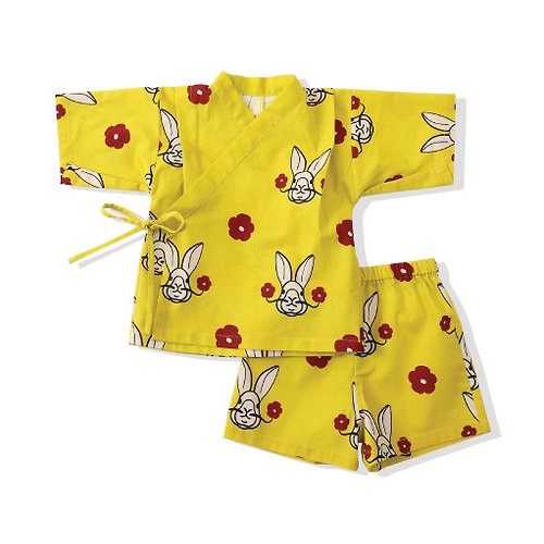 GOC studio GOC 全棉 嬰兒服 童裝 日本 嬰兒和服 kimono - 芥末黃兔兔