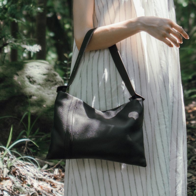 【NEW IN】Jemma Leather Shoulder Bag - Black - Handbags & Totes - Genuine Leather Black