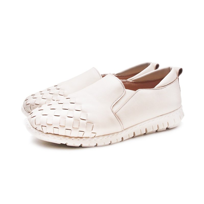 W&M (women) genuine leather braided style casual shoes for women - white - Women's Casual Shoes - Genuine Leather 