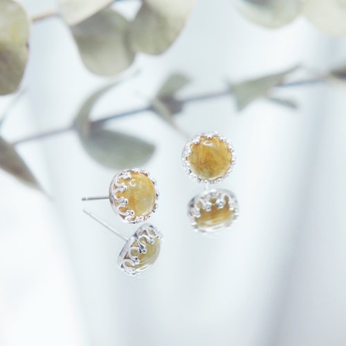 磨樣 Mode Yang 專業翡翠手鐲 金絲縷 | 金髮晶 / 925純銀 | 天然寶石耳環