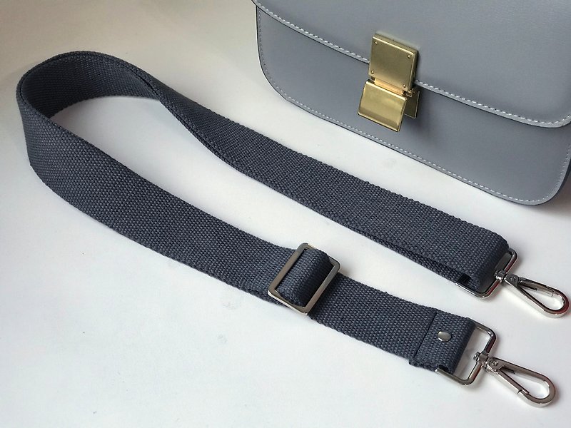 Hand-made straps, cotton woven straps, backpack back straps, wide straps - กระเป๋าใส่เหรียญ - ผ้าฝ้าย/ผ้าลินิน สีเทา