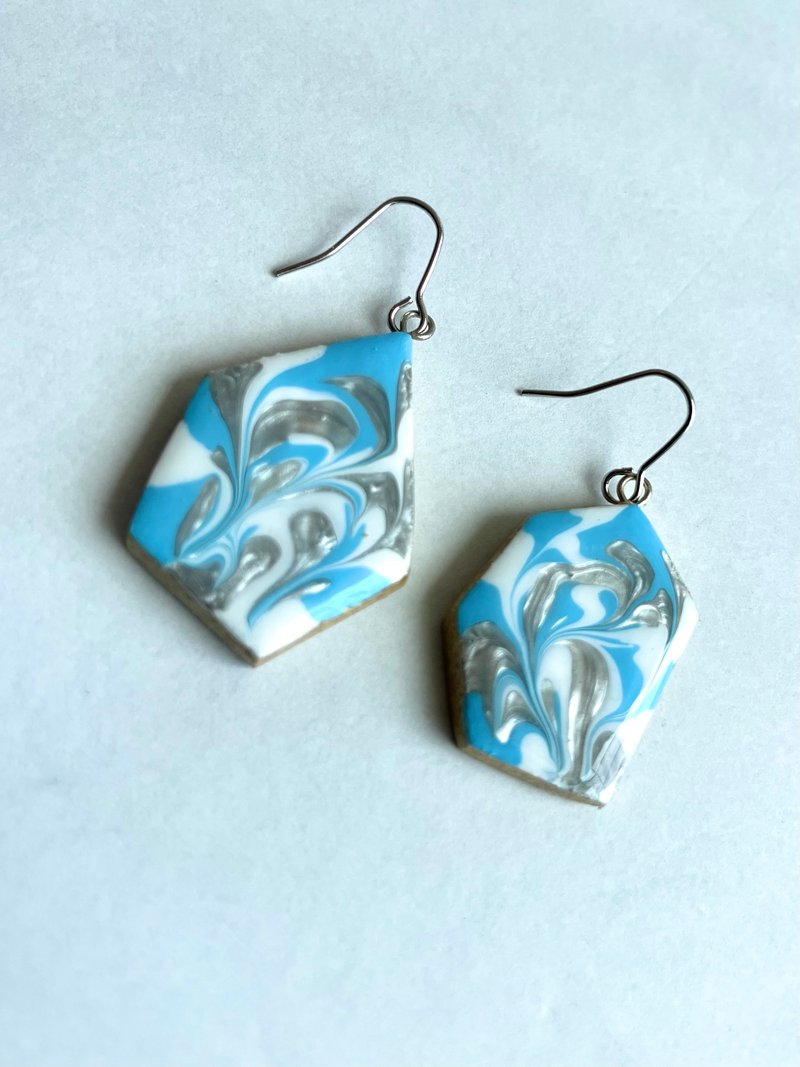 fresh blue ceramic cray accessory - Earrings & Clip-ons - Pottery Blue