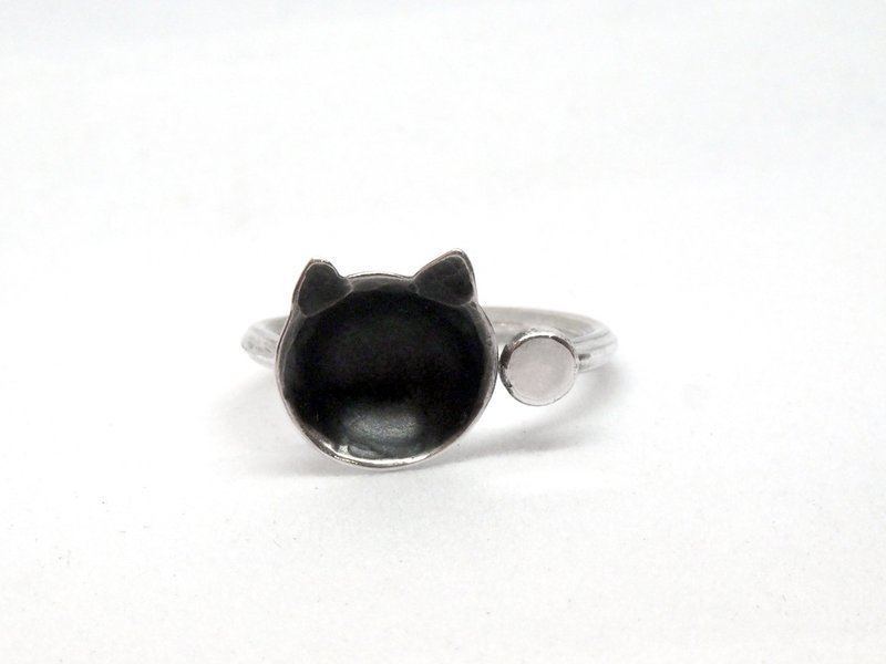 Cat & Fish Series  #b2 cat ring - แหวนทั่วไป - เงิน สีดำ