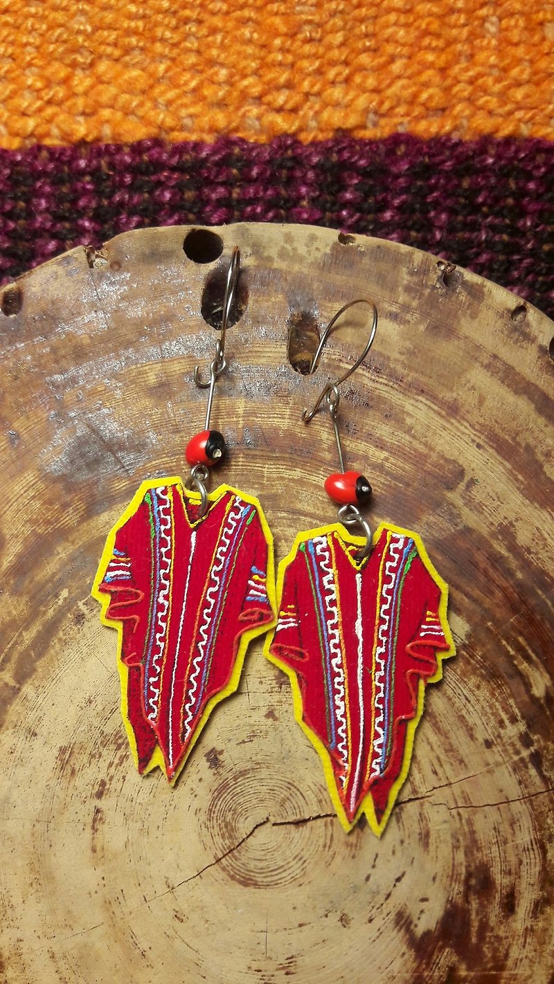 Painted earrings - red - ต่างหู - วัสดุอื่นๆ สีแดง