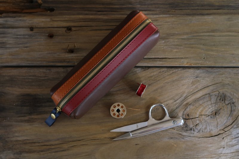 紳士限定3.0-筆袋/鉛筆盒/收納袋(五色混搭) - 鉛筆盒/筆袋 - 真皮 咖啡色