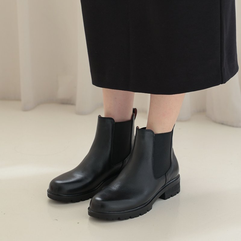 fashion women leather chelsa black short boots - Women's Booties - Genuine Leather 