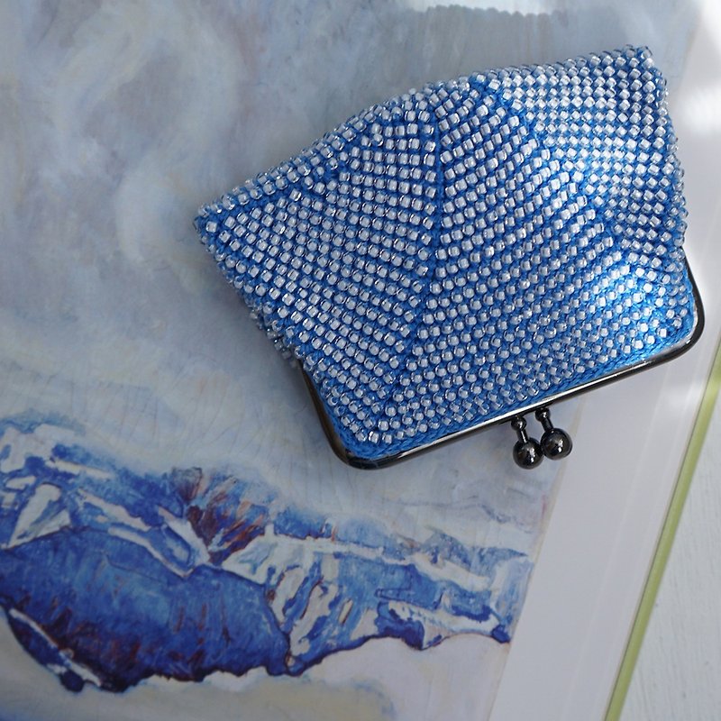 Ba-ba handmade Seedbeads crochet square pouch No.1977 - Coin Purses - Other Materials Blue
