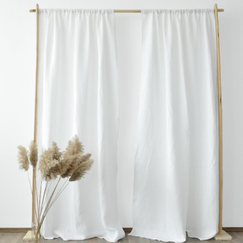 True Things White regular and blackout linen curtains / Custom curtains / 2 panels