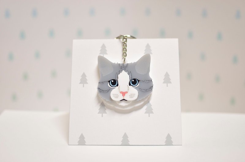 Doll Cat - Tabby Cat - Key Ring Acrylic - Keychains - Acrylic 
