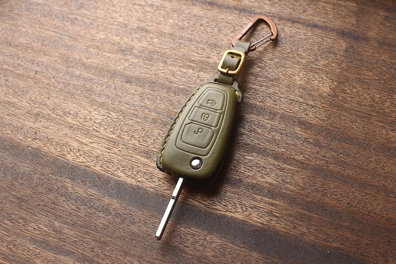 Tea leather FORD Focus kuga MK4 MK3 STLine Ford car key leather case customization - ที่ห้อยกุญแจ - หนังแท้ 