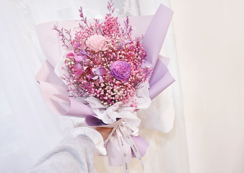 WANYI happy dry bouquet romantic dry flower eternal flower marriage wedding Valentine's Day - ช่อดอกไม้แห้ง - พืช/ดอกไม้ สีแดง