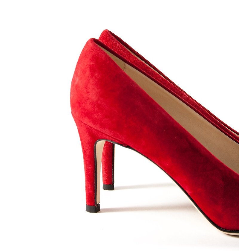 Women's Rosso Suede Pump - รองเท้าส้นสูง - หนังแท้ สีแดง