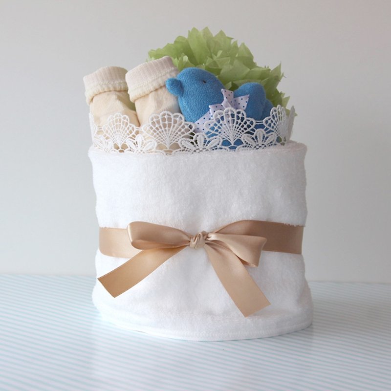 Diaper cake No.4 For boys With toys & socks made in Japan Imabari towel Ba - Baby Gift Sets - Cotton & Hemp White