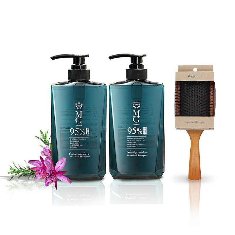 [MG] 95% Natural Plant Extract EU Fragrance Hypoallergenic Shampoo 500ml 2pcs + Air Cushion Activating Comb - Shampoos - Concentrate & Extracts 