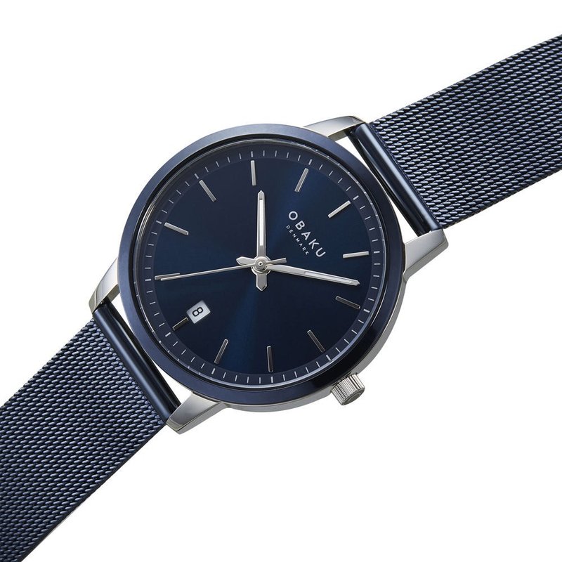 OBAKU 簡約美學紳士米蘭時尚腕錶-銀X藍(V270GDHLML) - 男錶/中性錶 - 不鏽鋼 多色