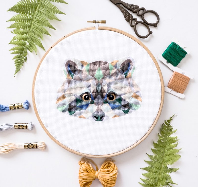 Raccoon Cross Stitch PDF Pattern 十字繡 - 編織/刺繡/羊毛氈/縫紉 - 其他材質 