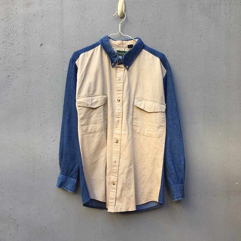 {} Spell color vintage denim shirt XL system Sri Lanka - Men's Shirts - Cotton & Hemp Blue