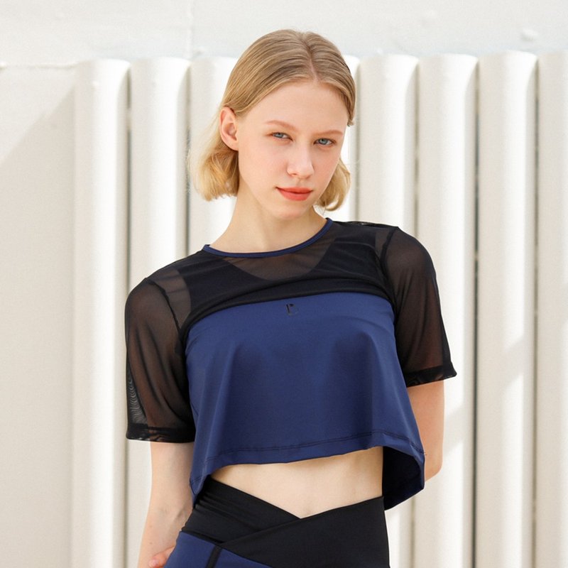 Essential two-tone crop – 海軍藍/泳衣 (單賣) BLT078NAVY - 女泳衣/比基尼 - 尼龍 藍色