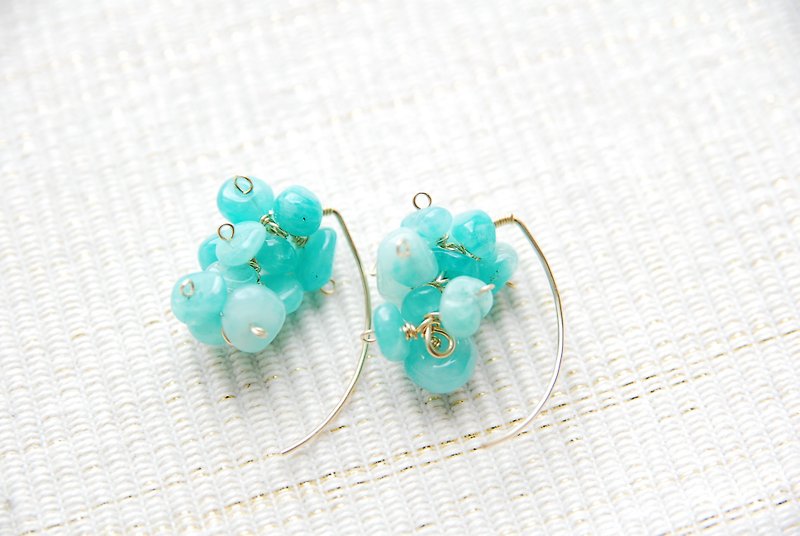 Amazonite Marquis Hook Earrings 14kgf - Earrings & Clip-ons - Gemstone Blue