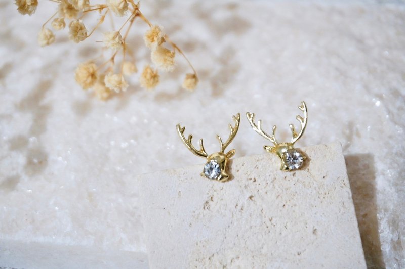 【Deer】Simple/earrings/ Clip-On/ Silver/deer - ต่างหู - เงินแท้ ขาว