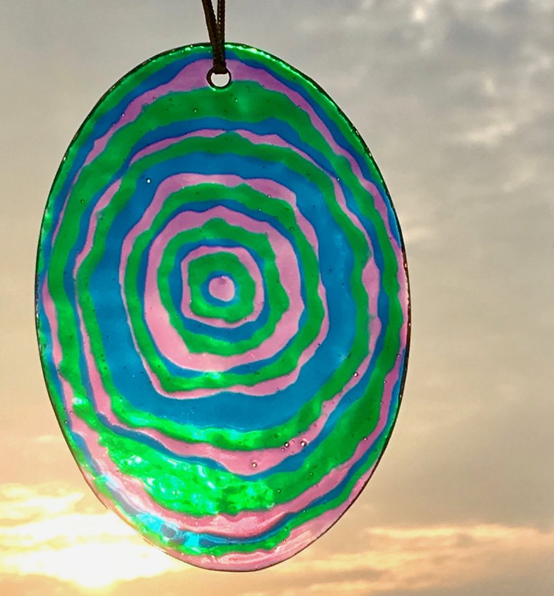Swirls of Colour│Abstract Stained Glass Suncatcher Ornament - พวงกุญแจ - แก้ว สีน้ำเงิน