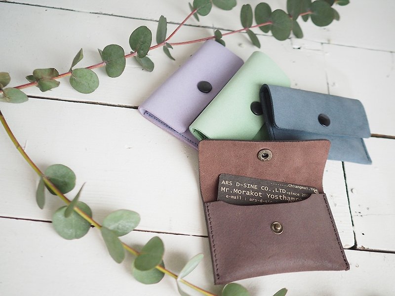 Simple Candy Colored Leather Card Case - 名片夾/名片盒 - 真皮 多色