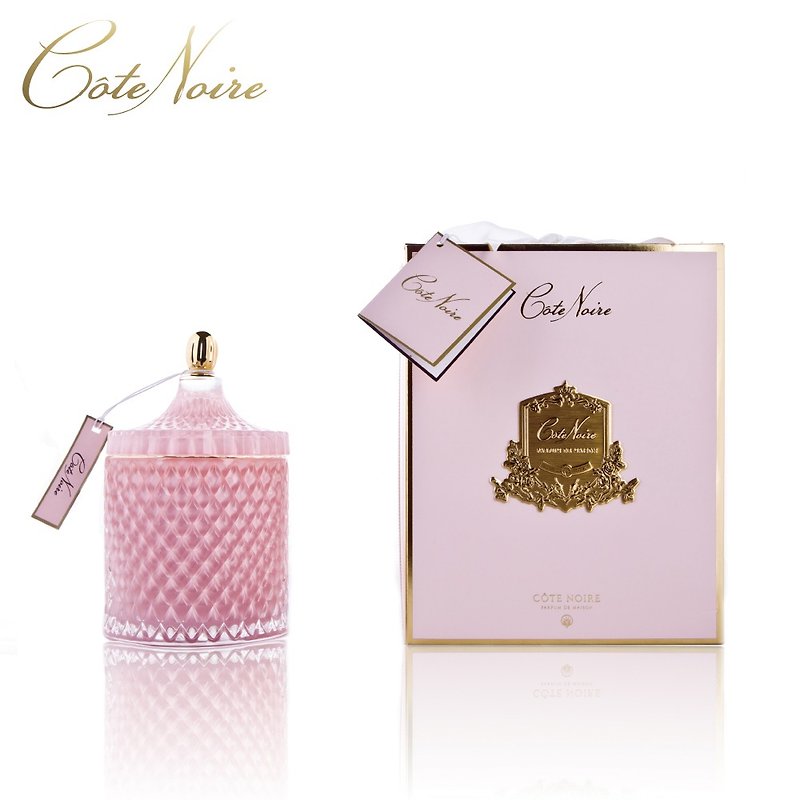 フレンチコートノワールコートランドピンクシャンパンアート香りキャンドル450g - アロマ・線香 - その他の素材 ピンク