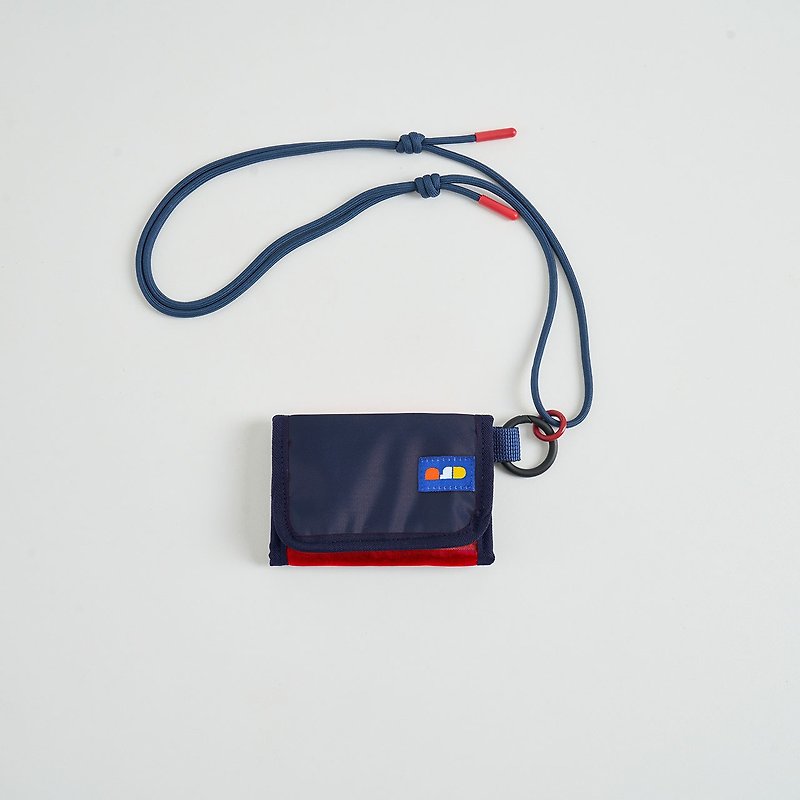 3 fold wallet / Navy blue - กระเป๋าสตางค์ - ไนลอน สีเหลือง