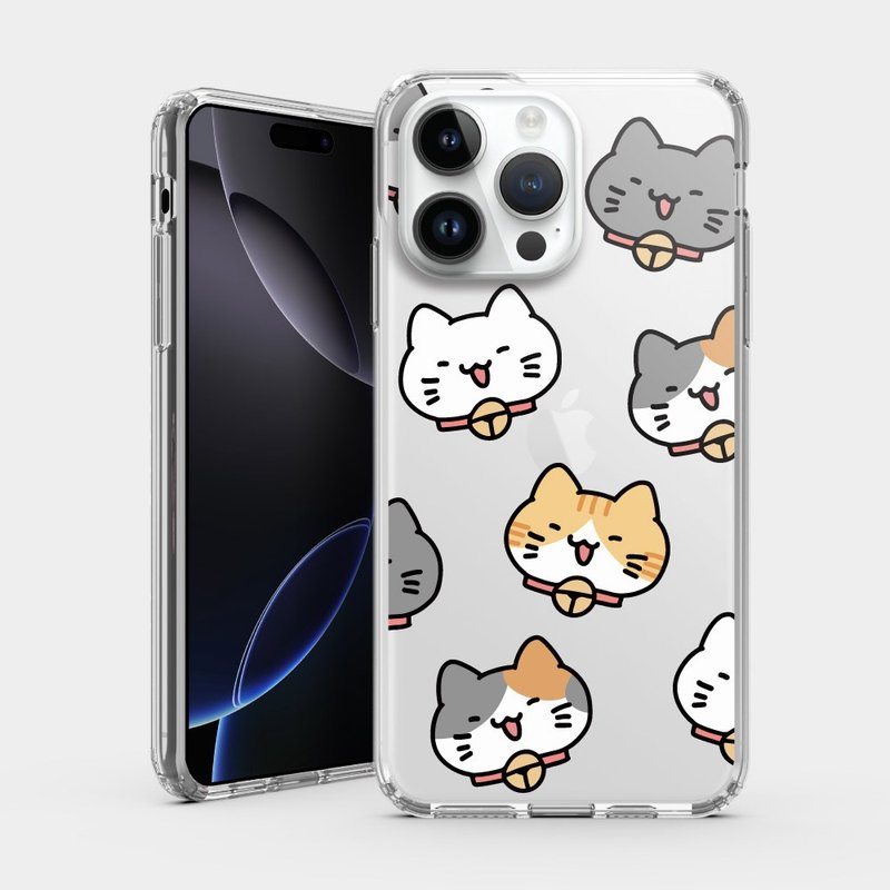 滿版貓頭 IPHONE i16 i15 i14 i13 i12 保護殼 透明手機殼 PS160 - 手機殼/手機套 - 塑膠 卡其色