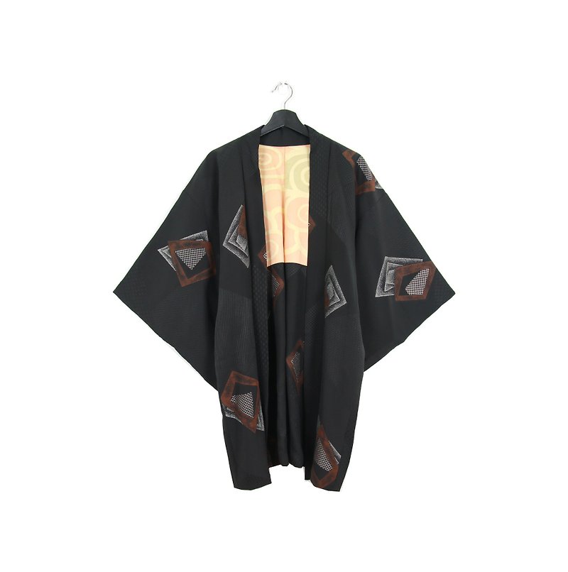 Back to Green :: Japan Back Kimono Embroidered Glitter Long Embroidery // Unisex / Vintage kimono (KI-168) - Women's Casual & Functional Jackets - Silk 