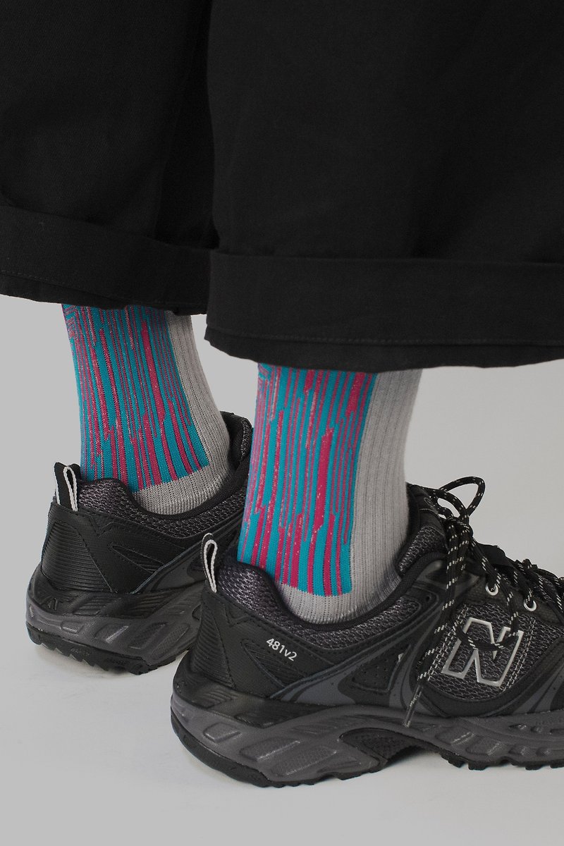 LANDING Peach Blue Midcalf Socks - Socks - Cotton & Hemp Pink