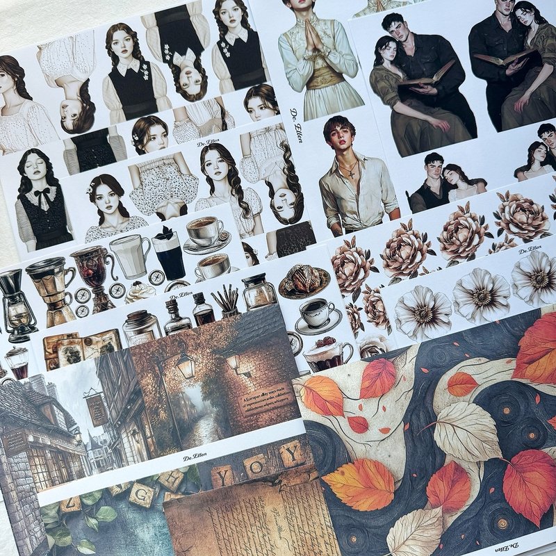 Autumn Coffee (가을 커피) Set pack - สติกเกอร์ - กระดาษ 