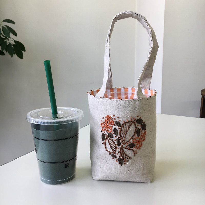 Cafe bag Heart leaves - Handbags & Totes - Cotton & Hemp White