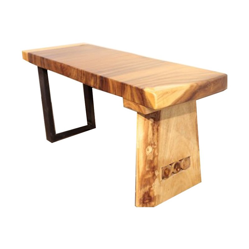 【Jidi City 100% Log Furniture】SN016S5 丸太鉄脚ベンチ アウトドアチェア 中庭 - 椅子・ソファー - 木製 
