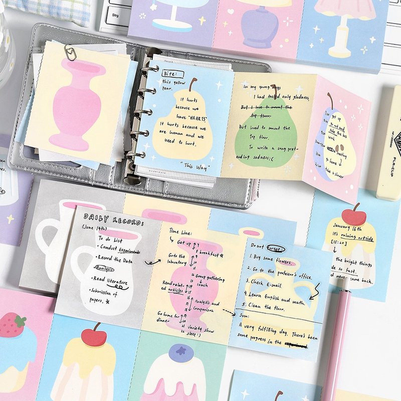 Papermore Soft Day Series Non-sticky Three-stage Salt Folding Notepad 240 Small Sheets - Sticky Notes & Notepads - Paper 