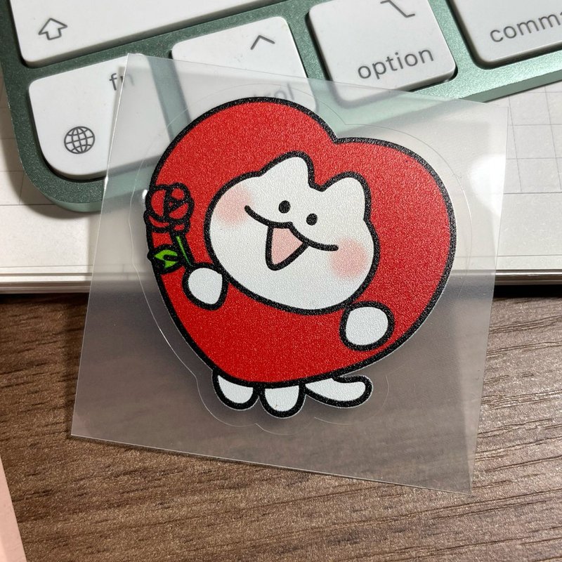 Cat Sticker - Heart (1pc) - Stickers - Plastic Red