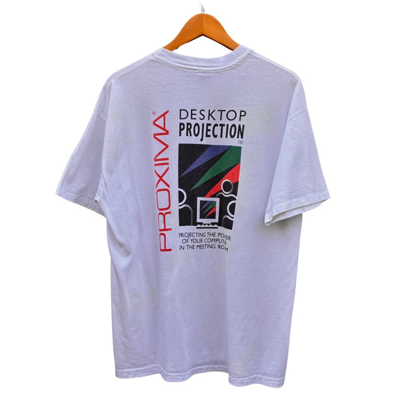 Vintage Proxima Desktop Projection Promotional T-Shirt - 男 T 恤 - 棉．麻 白色