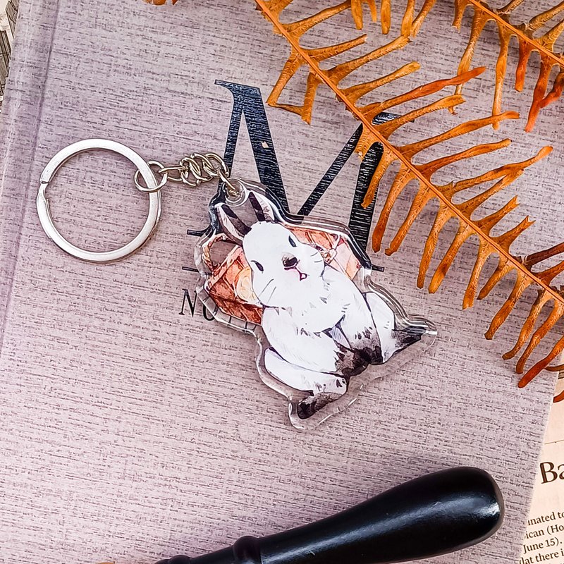 Champagne Rabbit  / stationery charm_ keychain - Keychains - Plastic Multicolor