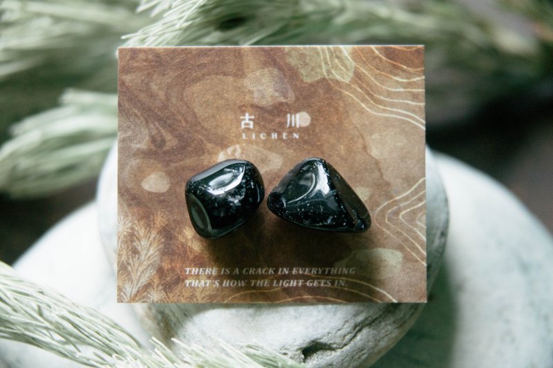 CRACK | 礦物系耳環 |  EARRINGS - 耳環/耳夾/耳骨夾 - 玉石 黑色