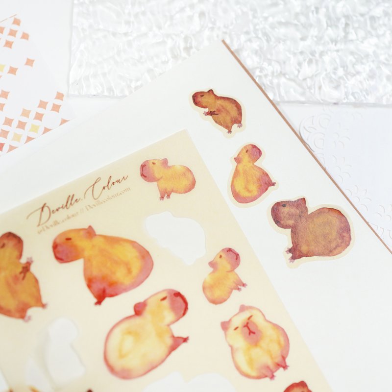 【Burnt Capybara】 Washi Sticker Sheet - Stickers - Paper Brown