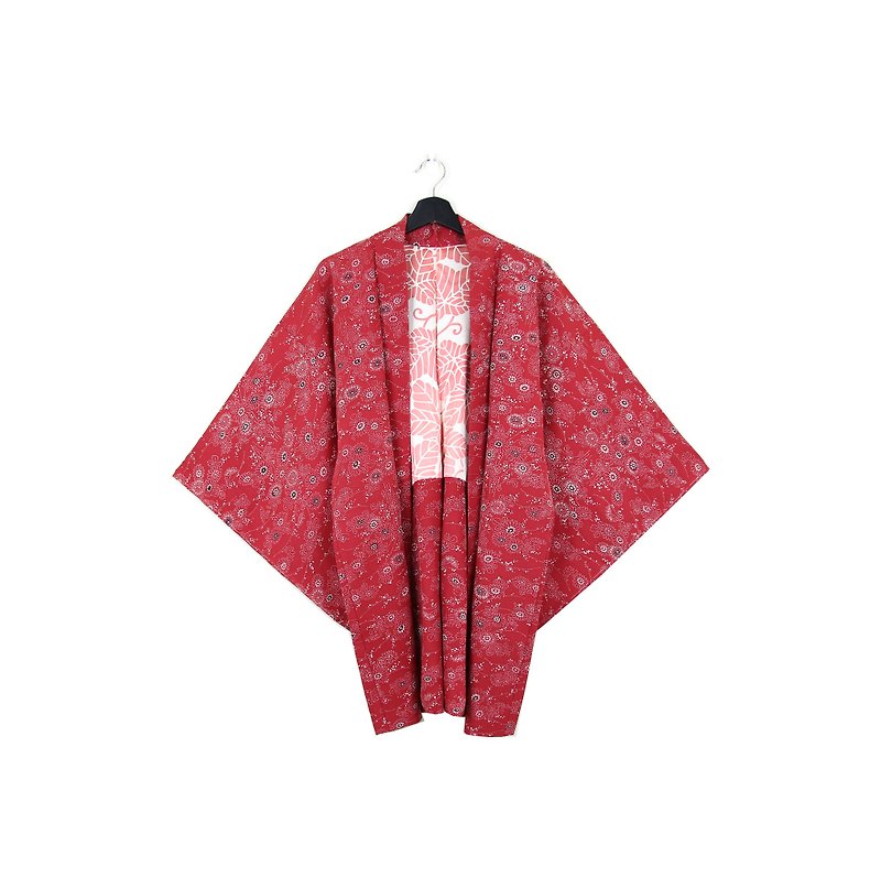 Back to Green :: Japan back and kimono feathers rose color full version of flowers / / men and women can wear / / vintage kimono (KC-55) - Women's Casual & Functional Jackets - Silk 