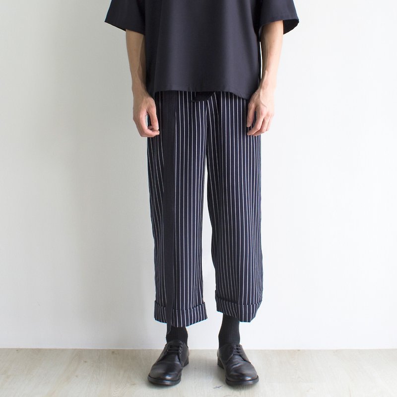 Stripe Culottes - กางเกงขายาว - กระดาษ สีน้ำเงิน