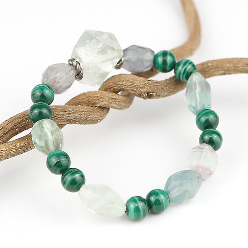 Hoshino Jewelry Kan 072127七輪調和手串/孔雀石綠水晶/天然/手鏈/水晶/能量石/原生態